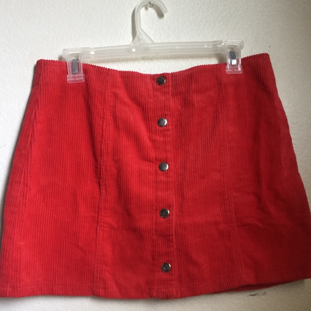 Forever 21 Red corduroy button-front skirt